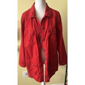 Liz Clairborne Villager Sport Women Corduroy Blazer Size M Red Pockets Button